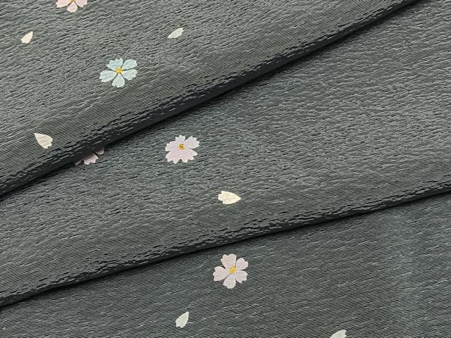 平和屋着物●東京友禅 菅有鬼一 小紋 舞花文 正絹 逸品 AABG4624fy