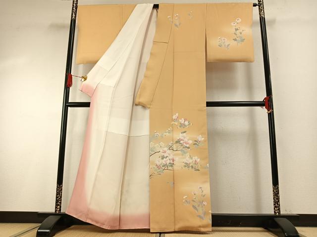 平和屋着物●訪問着 友禅 作家物 枝花文 暈し染め 正絹 逸品 AABG4629fy
