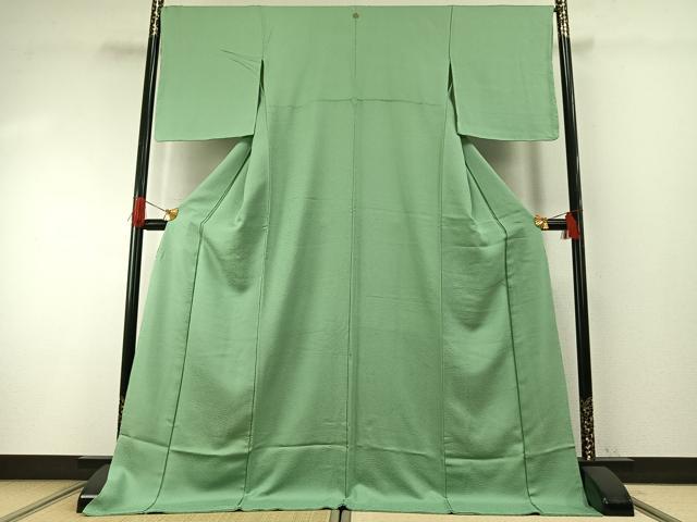 平和屋着物●上質な色無地 若緑色 ロング丈 正絹 逸品 未使用 AABG4630fy