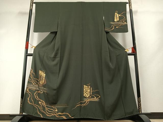 平和屋着物●訪問着 竹屋町刺繍 花鳥文 暈し染め 金銀彩 金糸 正絹 逸品 未使用 AABG4633fy