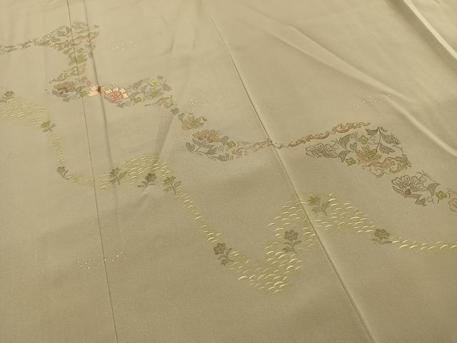 平和屋着物●訪問着 刺繍 草花文 暈し染め 金彩 正絹 逸品 AABG4634fy