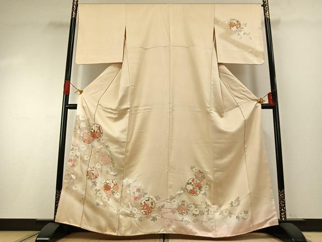 平和屋着物●訪問着 中国三大刺繍 相良刺繍 雪輪花文 暈し染め 金銀彩 正絹 逸品 AABG4636fy