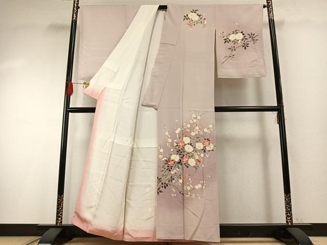 平和屋着物●訪問着 友禅 作家物 枝花文 暈し染め 正絹 逸品 未使用 AABG4637fy