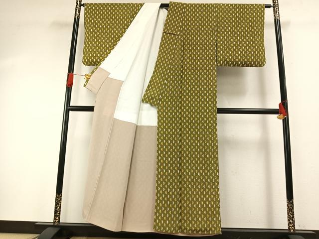 平和屋着物●上質な小紋 さや豆 正絹 逸品 AABG4638fy