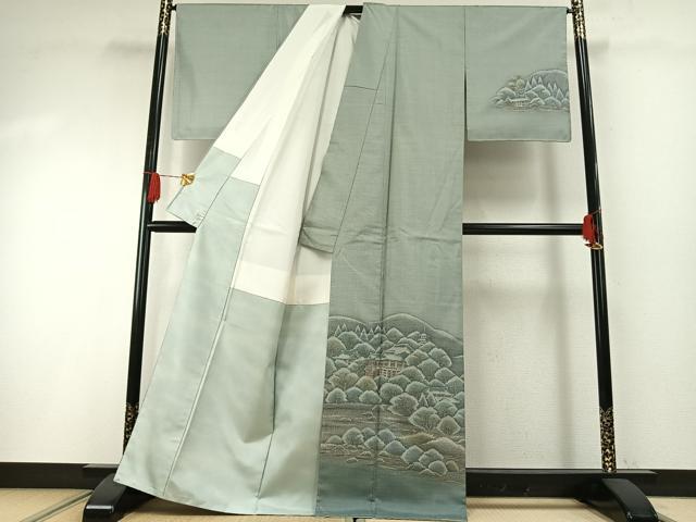 平和屋着物●訪問着 本場大島紬 作家物 清水寺 正絹 逸品 AABG4639fy