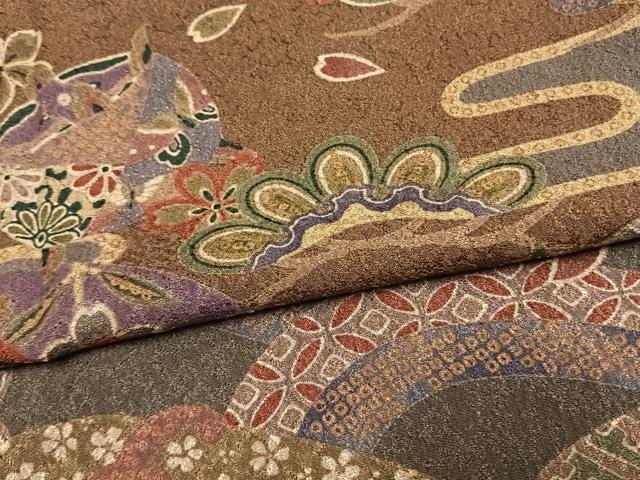平和屋着物●訪問着 作家物 本苔染 草花文 暈し染め 正絹 逸品 AABG4646fy