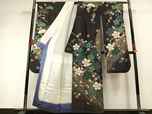 平和屋着物●豪華振袖 枝梅文 金彩 正絹 逸品 AABG4647fy