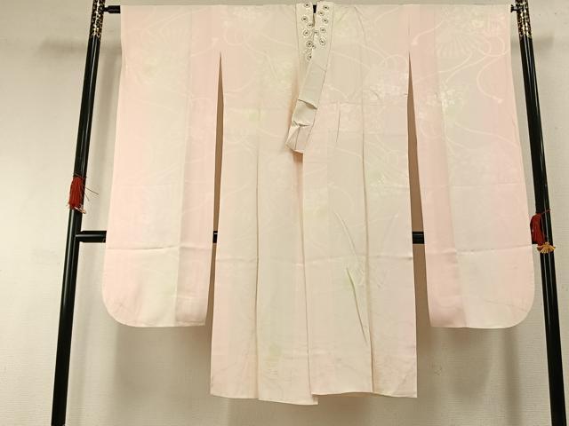 平和屋着物●振袖用長襦袢 袷 扇面花地紋 暈し染め 半衿刺繍 正絹 逸品 AABG4650fy