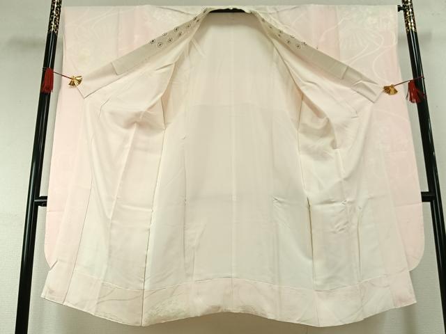 平和屋着物●振袖用長襦袢 袷 扇面花地紋 暈し染め 半衿刺繍 正絹 逸品 AABG4650fy