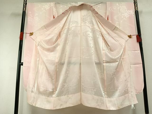 平和屋着物●豪華振袖・長襦袢(無双仕立て)セット 草花文 暈し染め 金彩 半衿刺繍 正絹 逸品 AABG4652fy