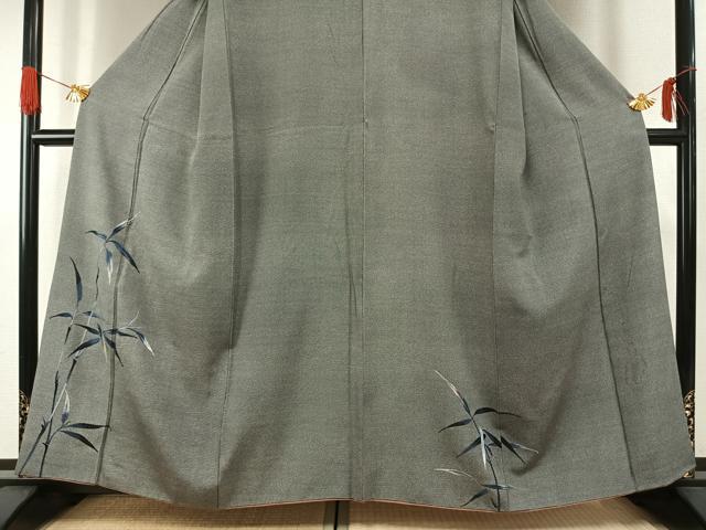 平和屋着物●訪問着 江戸小紋 総刺繍 枝葉文 銀糸 正絹 逸品 AABG4663fy