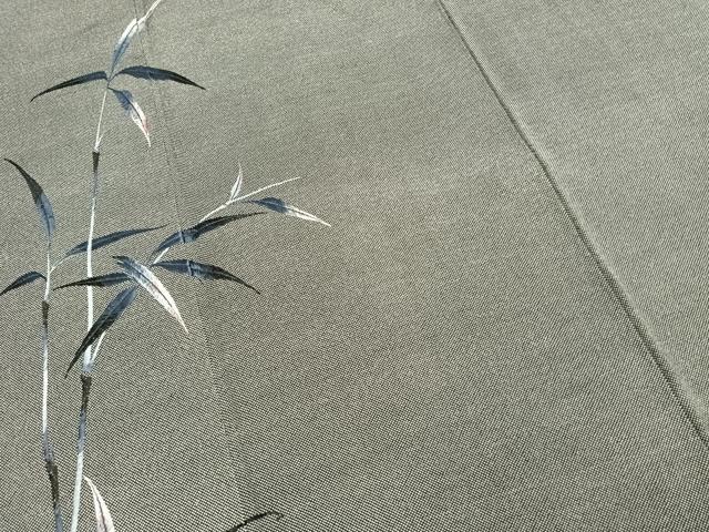 平和屋着物●訪問着 江戸小紋 総刺繍 枝葉文 銀糸 正絹 逸品 AABG4663fy
