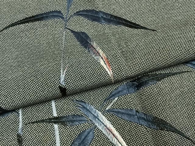 平和屋着物●訪問着 江戸小紋 総刺繍 枝葉文 銀糸 正絹 逸品 AABG4663fy