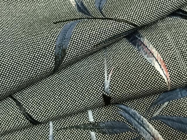 平和屋着物●訪問着 江戸小紋 総刺繍 枝葉文 銀糸 正絹 逸品 AABG4663fy