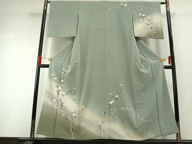 平和屋着物●訪問着 友禅 作家物 枝花文 暈し染め 正絹 逸品 AABG4665fy