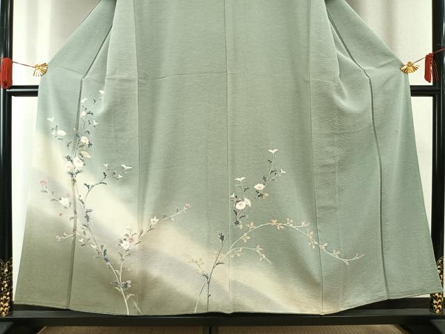 平和屋着物●訪問着 友禅 作家物 枝花文 暈し染め 正絹 逸品 AABG4665fy