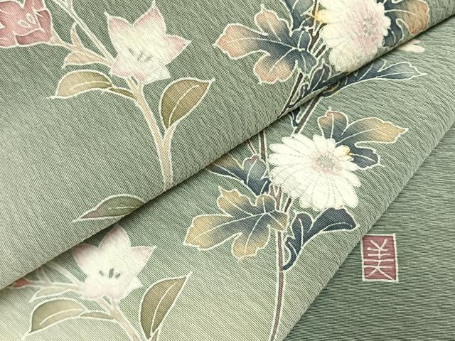 平和屋着物●訪問着 友禅 作家物 枝花文 暈し染め 正絹 逸品 AABG4665fy