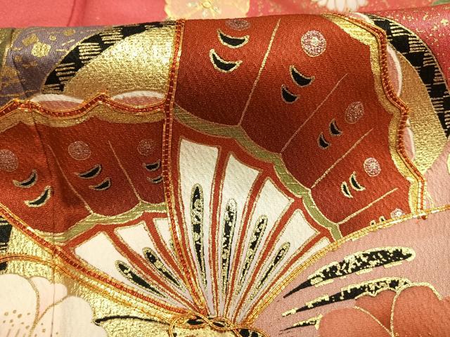 平和屋着物●豪華振袖 駒刺繍 花蝶文 暈し染め 金銀彩 正絹 逸品 AABG4666fy