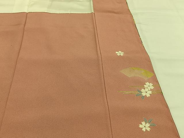 平和屋着物●訪問着 友禅 作家物 駒刺繍 源氏車花楽器文 金彩 正絹 逸品 未使用 AABG4680fy