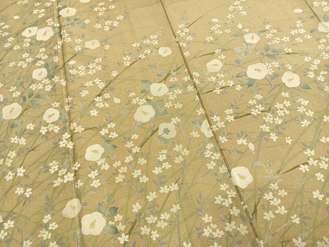 平和屋着物●本場大島紬 染大島 草花文 金彩 正絹 逸品 AABG4681fy