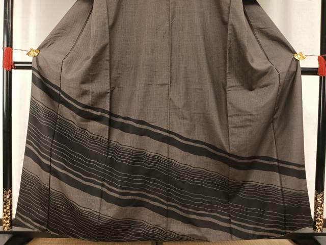 平和屋着物●訪問着 本場大島紬 染大島 よろけ縞 正絹 逸品 AABG4685fy