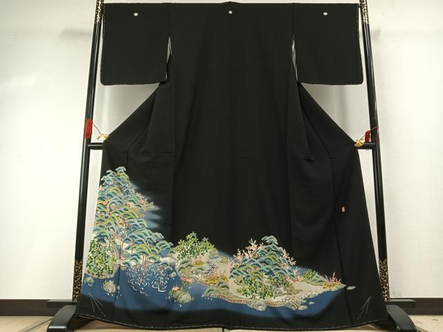 平和屋着物●本加賀友禅作家 吉田茂 黒留袖 松竹梅 暈し染め 正絹 逸品 AABG4687fy