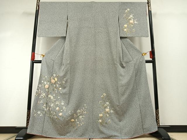 平和屋着物●訪問着 草花文 金彩 正絹 逸品 AABG4690fy