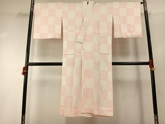 平和屋着物●長襦袢 無双仕立て 市松花唐草地紋 正絹 逸品 AABG4691fy
