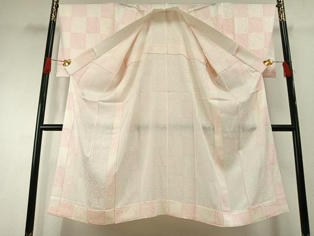 平和屋着物●長襦袢 無双仕立て 市松花唐草地紋 正絹 逸品 AABG4691fy