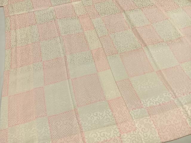 平和屋着物●長襦袢 無双仕立て 市松花唐草地紋 正絹 逸品 AABG4691fy