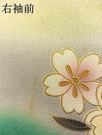 平和屋着物●豪華振袖 駒刺繍 御所車舞蝶花鳥文 暈し染め 金銀彩 銀通し地 正絹 逸品 AABG4697fy