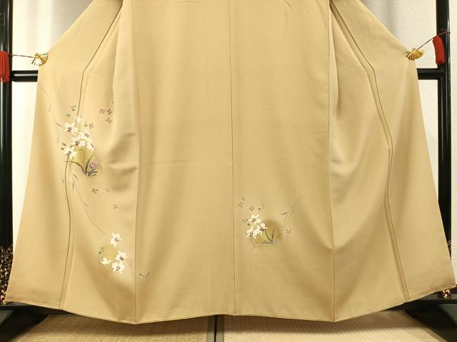 平和屋着物●訪問着 友禅 枝花文 枯色 暈し染め 金彩 正絹 逸品 AABG4706fy