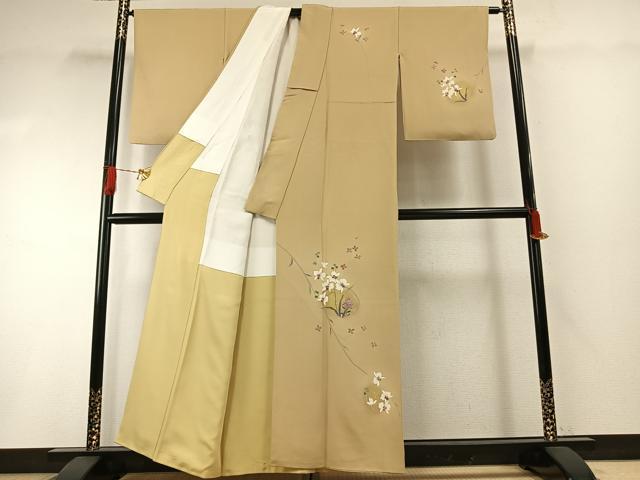平和屋着物●訪問着 友禅 枝花文 枯色 暈し染め 金彩 正絹 逸品 AABG4706fy
