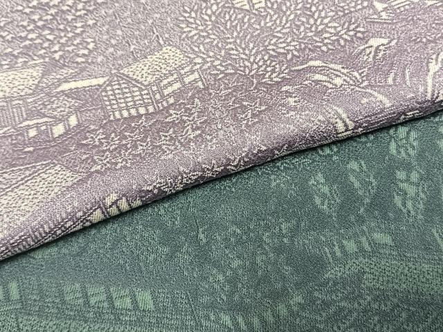平和屋着物●お召 訪問着 風景文 暈し染め 正絹 逸品 未使用 AABG4714fy