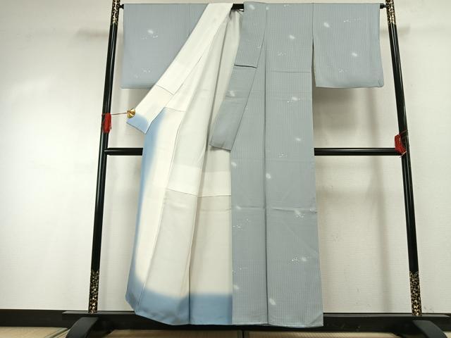 平和屋着物●上質な小紋 松葉文様 花織地紋 蛍暈し 正絹 逸品 AABG4724fy