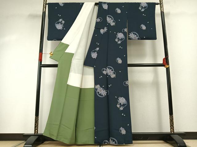 平和屋着物●上質な小紋 雪輪花文 金彩 正絹 逸品 AABG4732fy