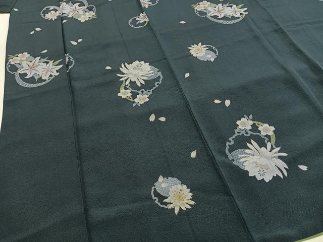 平和屋着物●上質な小紋 雪輪花文 金彩 正絹 逸品 AABG4732fy