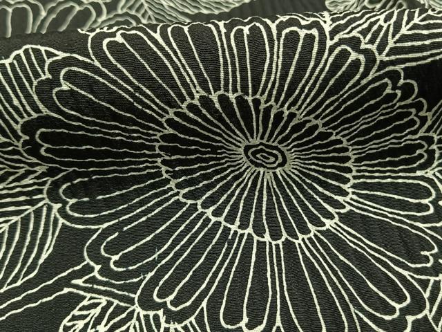 平和屋着物●上質な小紋 絞り 草花文 黒地 正絹 逸品 AABG4734fy
