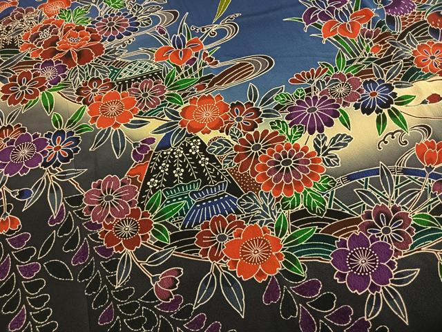 平和屋着物●豪華振袖 紅型 風景花文 暈し染め 正絹 逸品 AABG4740fy
