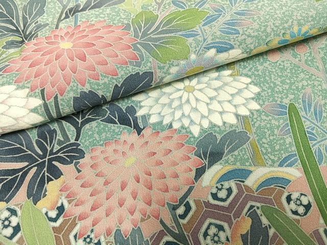 平和屋着物●訪問着 友禅 作家物 草花文 正絹 逸品 AABG4742fy