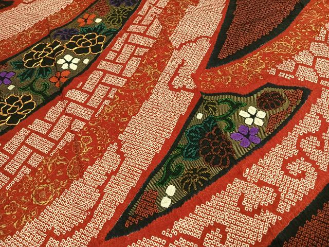 平和屋着物●豪華振袖 駒刺繍 絞り 草花文 金彩 正絹 逸品 AABG4745fy