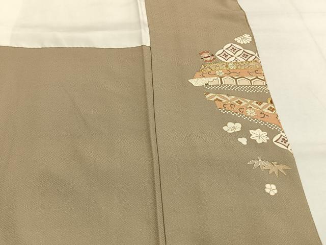 平和屋着物●豪華色留袖 友禅 駒刺繍 熨斗花文 金彩 正絹 逸品 AABG4746fy
