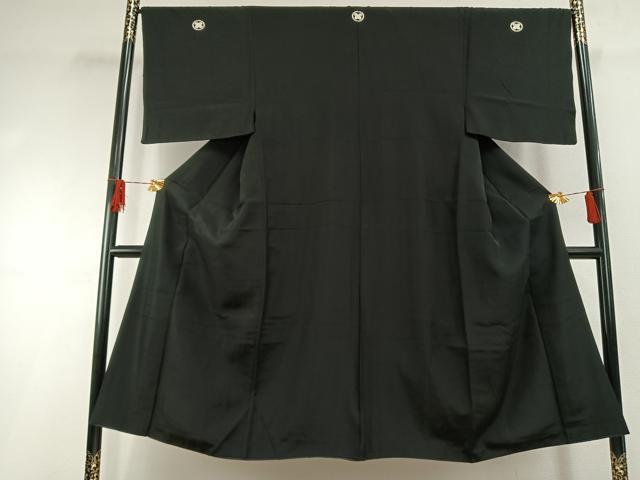 平和屋着物●男性 黒紋付 正絹 逸品 AABG4754fy
