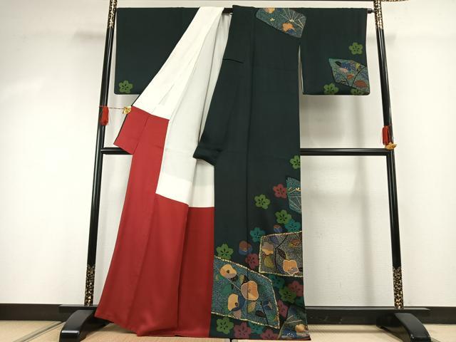 平和屋着物●訪問着 舞花文 金銀糸 金彩 正絹 逸品 AABG4761fy
