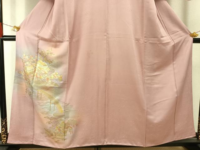 平和屋着物●金彩友禅 卓越技能者・名工・和田光正 訪問着 風景花文 暈し染め 金銀彩 正絹 逸品 AABG4764fy