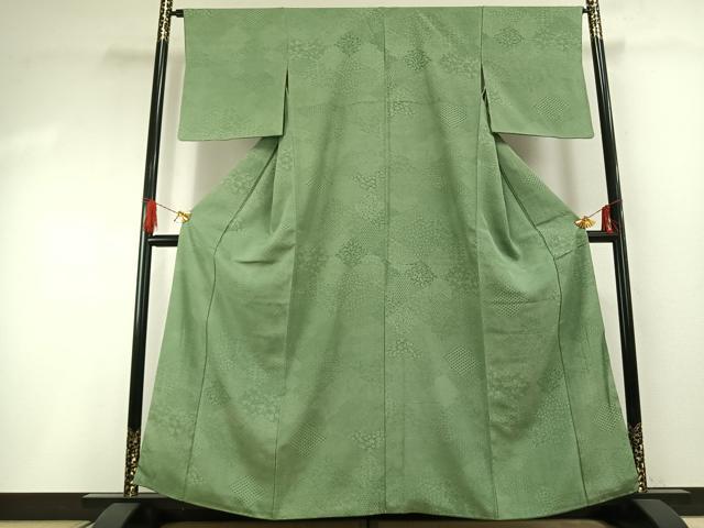 平和屋着物●伝統工芸士 廣瀬雄望 江戸小紋 切嵌花文 正絹 逸品 AABG4767fy