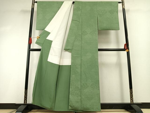 平和屋着物●伝統工芸士 廣瀬雄望 江戸小紋 切嵌花文 正絹 逸品 AABG4767fy