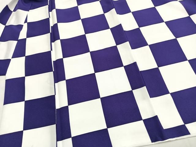 平和屋着物●小振袖 二尺袖 市松文様 洗える着物 AABG4770fy