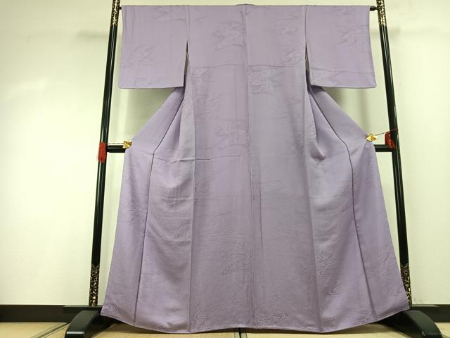 平和屋着物●上質な色無地 流水地紋 薄葡萄色 正絹 逸品 未使用 AABG4771fy