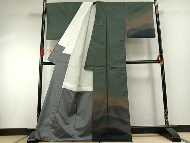 平和屋着物●本場大島紬 染大島 訪問着 風景文 正絹 逸品 AABG4774fy